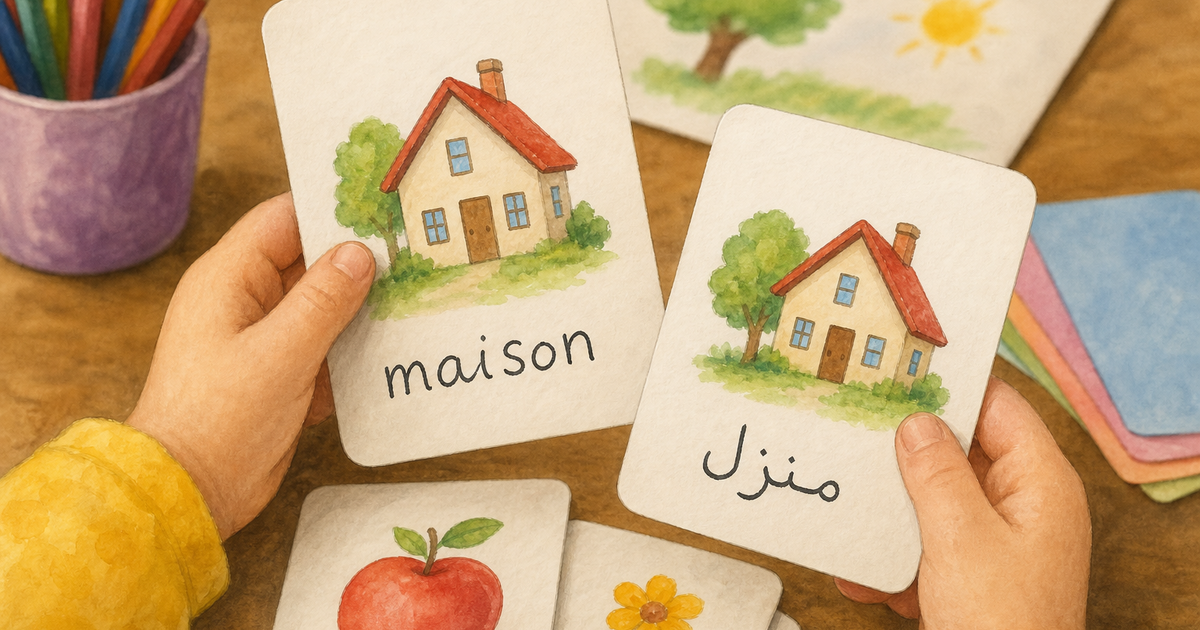 Couverture : Nos flashcards français-arabe pour apprendre le vocabulaire à la maison