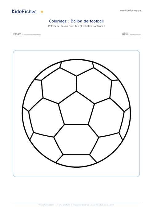 Aperçu de la fiche Coloriage Ballon de football