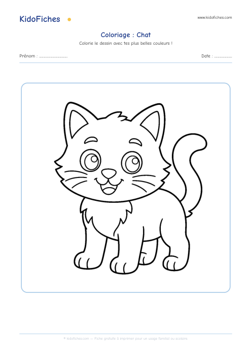 Aperçu de la fiche Coloriage Chat