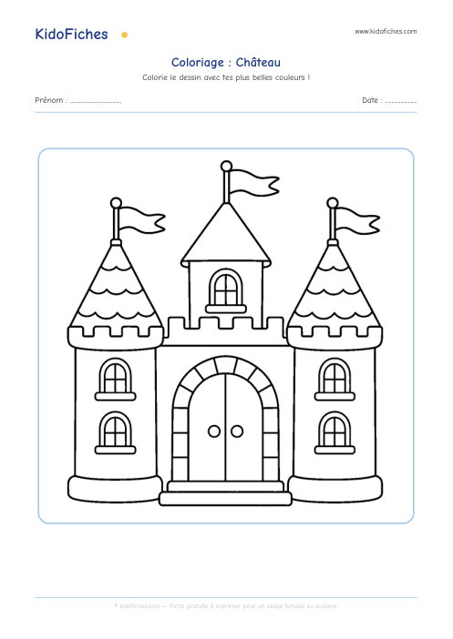 Aperçu de la fiche Coloriage Château