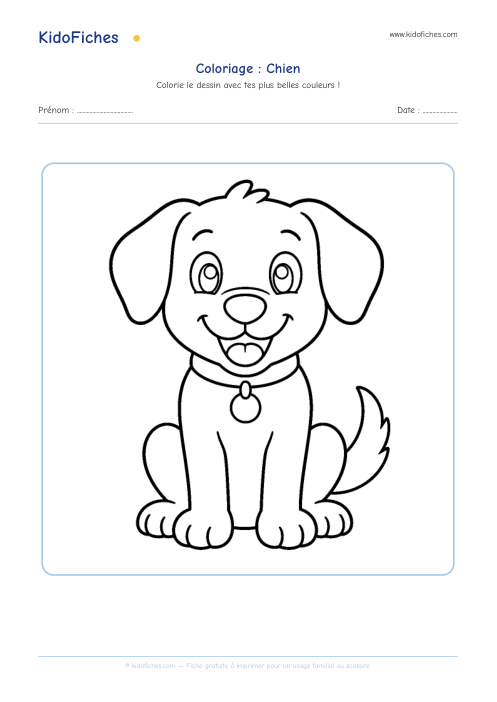 Aperçu de la fiche Coloriage Chien