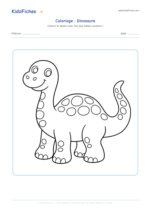 Aperçu de la fiche Coloriage Dinosaure