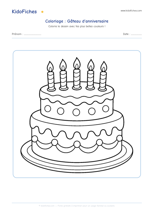 Aperçu de la fiche Coloriage Gâteau d'anniversaire