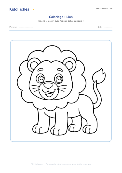 Aperçu de la fiche Coloriage Lion