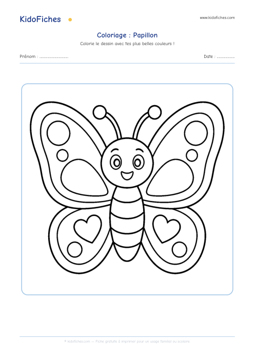 Aperçu de la fiche Coloriage Papillon
