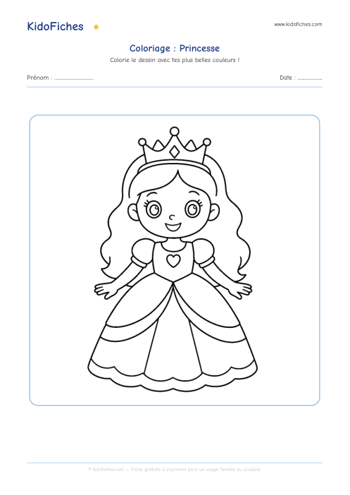 Aperçu de la fiche Coloriage Princesse
