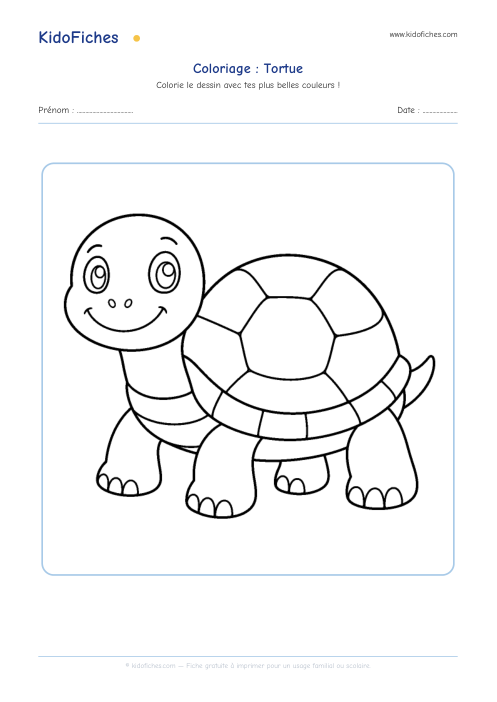 Aperçu de la fiche Coloriage Tortue