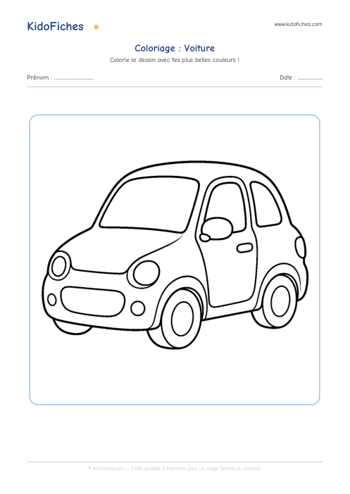 Aperçu de la fiche Coloriage Voiture