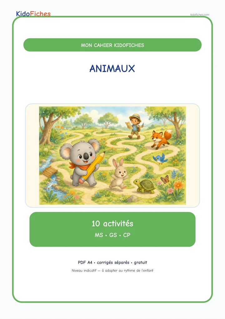 Couverture du Cahier de labyrinthes animaux