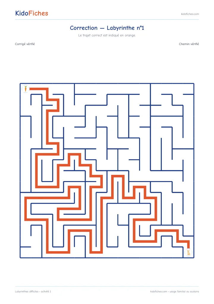Aperçu du corrigé — Labyrinthes difficiles