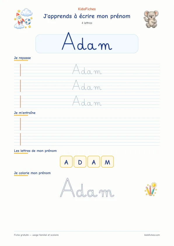 Aperçu : Fiche prénom Adam